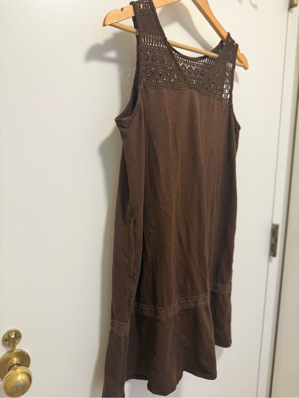J. Jill Brown Lace-Trim Petite Dress size Medium M midi length dress - Picture 8 of 9